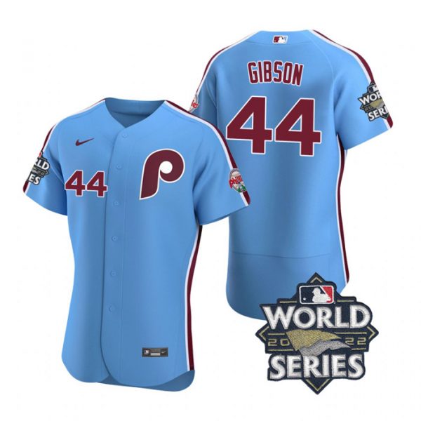 Phillies 44 Kyle Gibson Blue Nike 2022 World Series Flexbase Jersey->philadelphia phillies->MLB Jersey